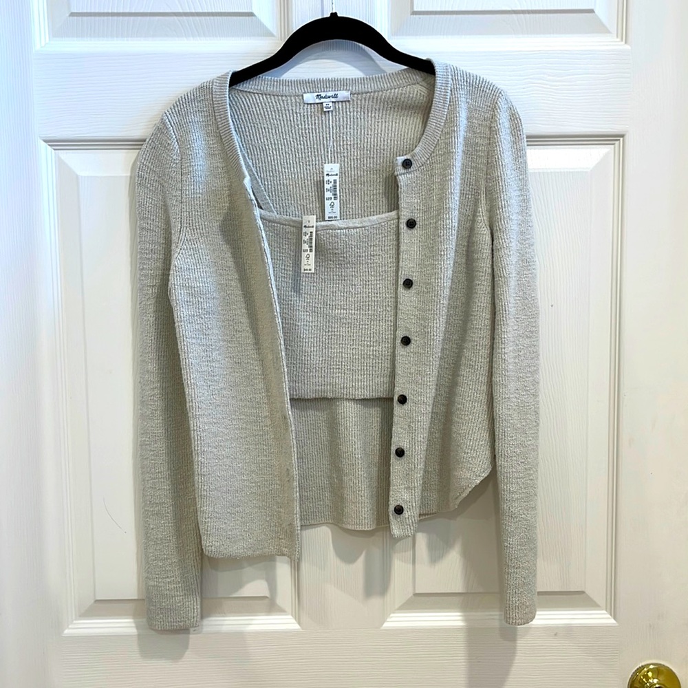 Madewell matching cardigan and cropped tank set size XS, NWT